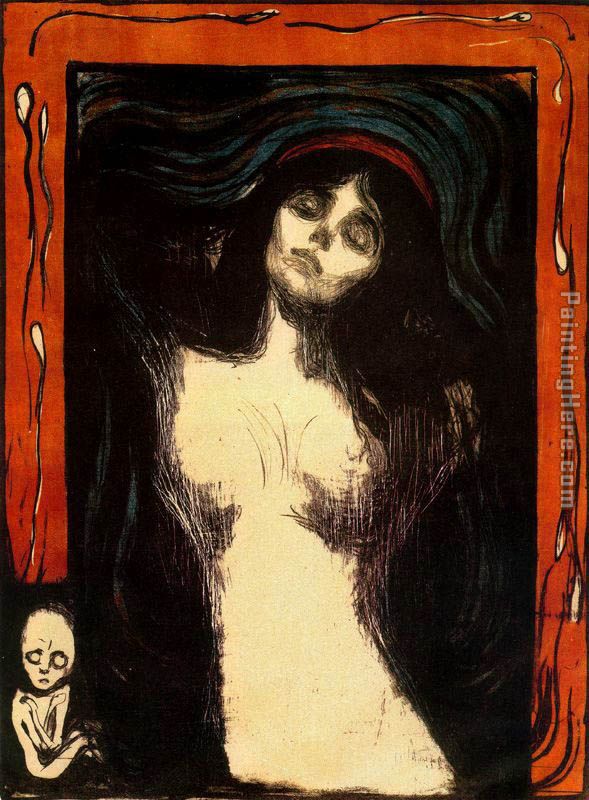 Madonna painting - Edvard Munch Madonna art painting